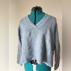 blue v neck sweater